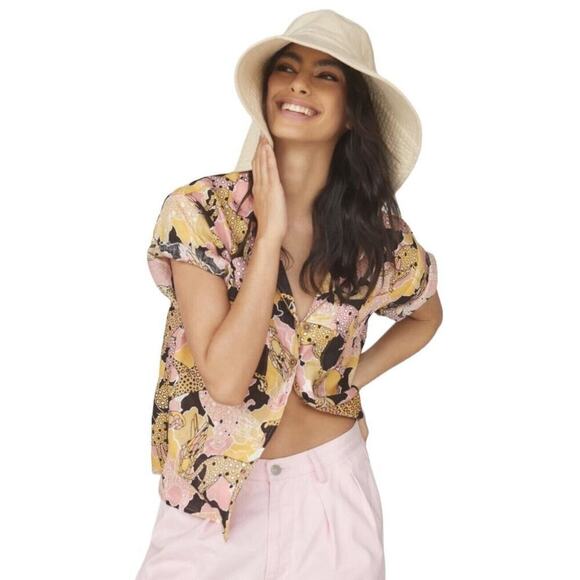 Maeve Tops - Anthropologie Maeve Printed Buttondown Surf Shirt Novelty Women XS NWOT Ink Dots